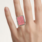 Ruby Ring With Diamonds 3.1 Carats Gold Plated Silver