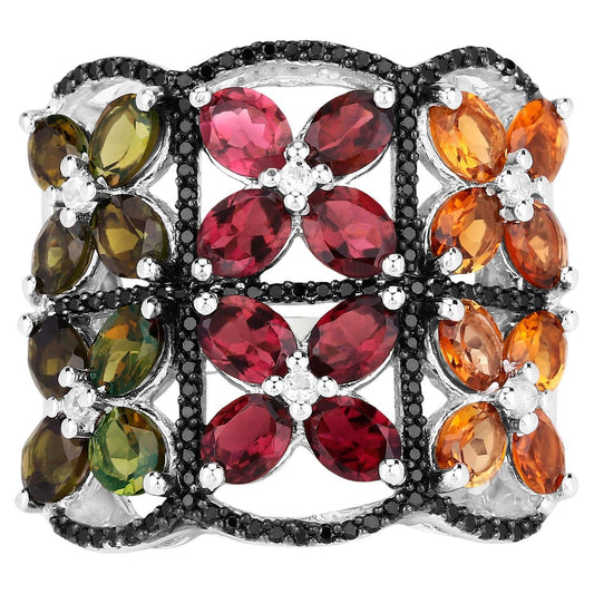 Multicolored Tourmaline Ring Topaz Spinel 8.38 Carats