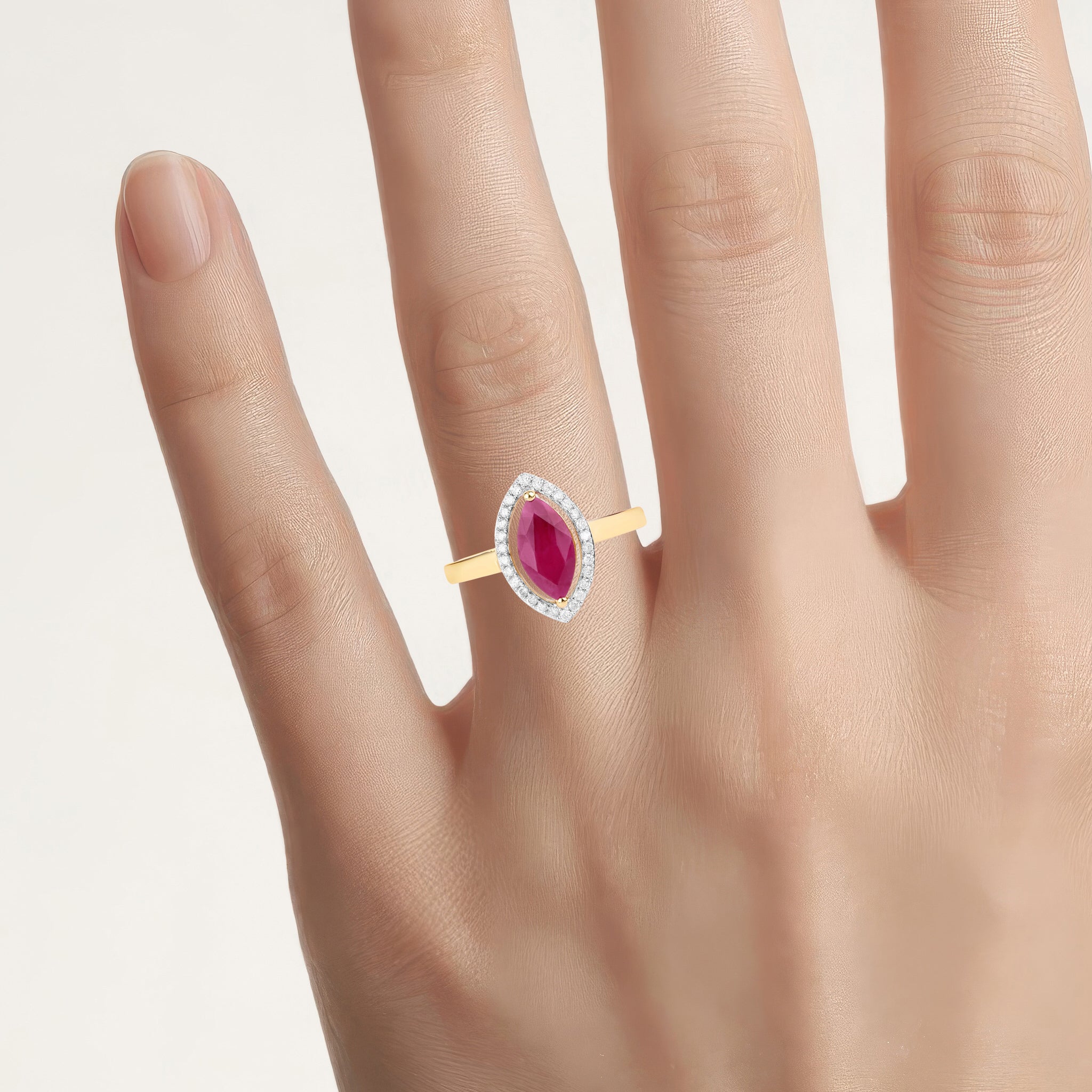Ruby Ring With Diamonds 1.5 Carats 10K Yellow Gold