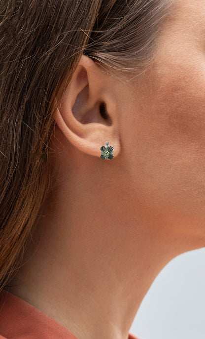 Green Amethyst Earrings With White Sapphire 2.86 Carats Sterling Silver