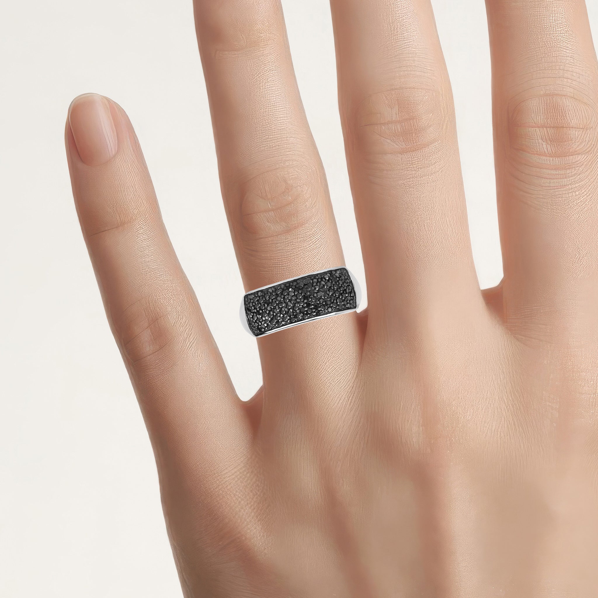 Black Diamond Ring 0.42 Carats Sterling Silver