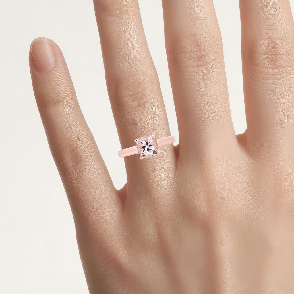 Morganite Ring 1.18 Carats Gold Plated Silver