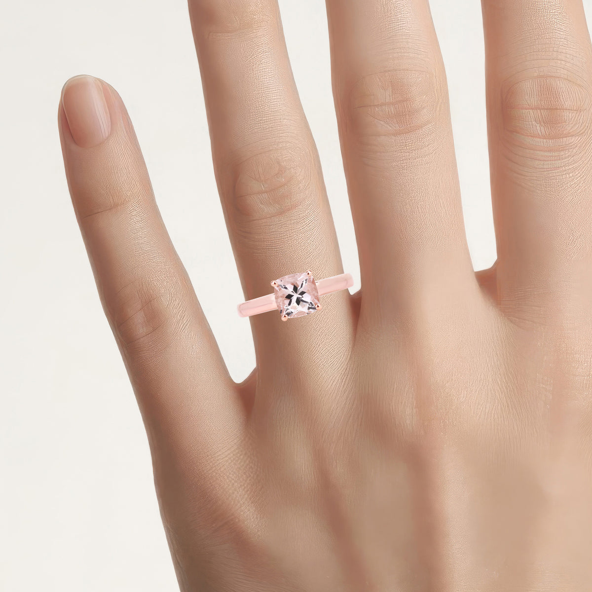 Morganite Ring 1.18 Carats Gold Plated Silver