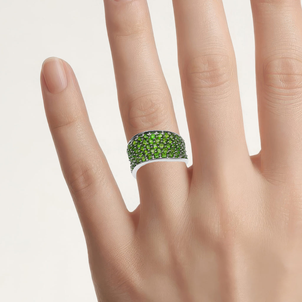 Chrome Diopside Ring 2.42 Carats Sterling Silver