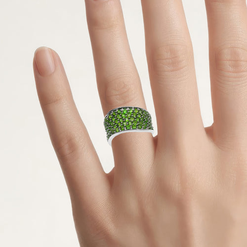 Chrome Diopside Ring 2.42 Carats Sterling Silver