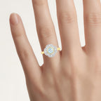 Aquamarine Ring With White Zircon 0.94 Carats Gold Plated Silver