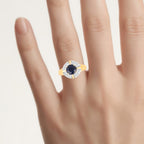 Blue Sapphire Ring With Diamonds 1.66 Carats 10K Yellow Gold