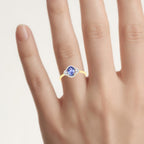 Blue Sapphire Ring With Diamonds 1.24 Carats 14K Yellow Gold