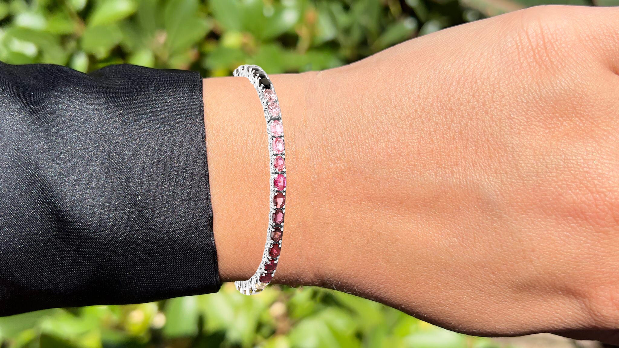 Multicolor Tourmaline Tennis Bracelet 11.1 Carats Sterling Silver