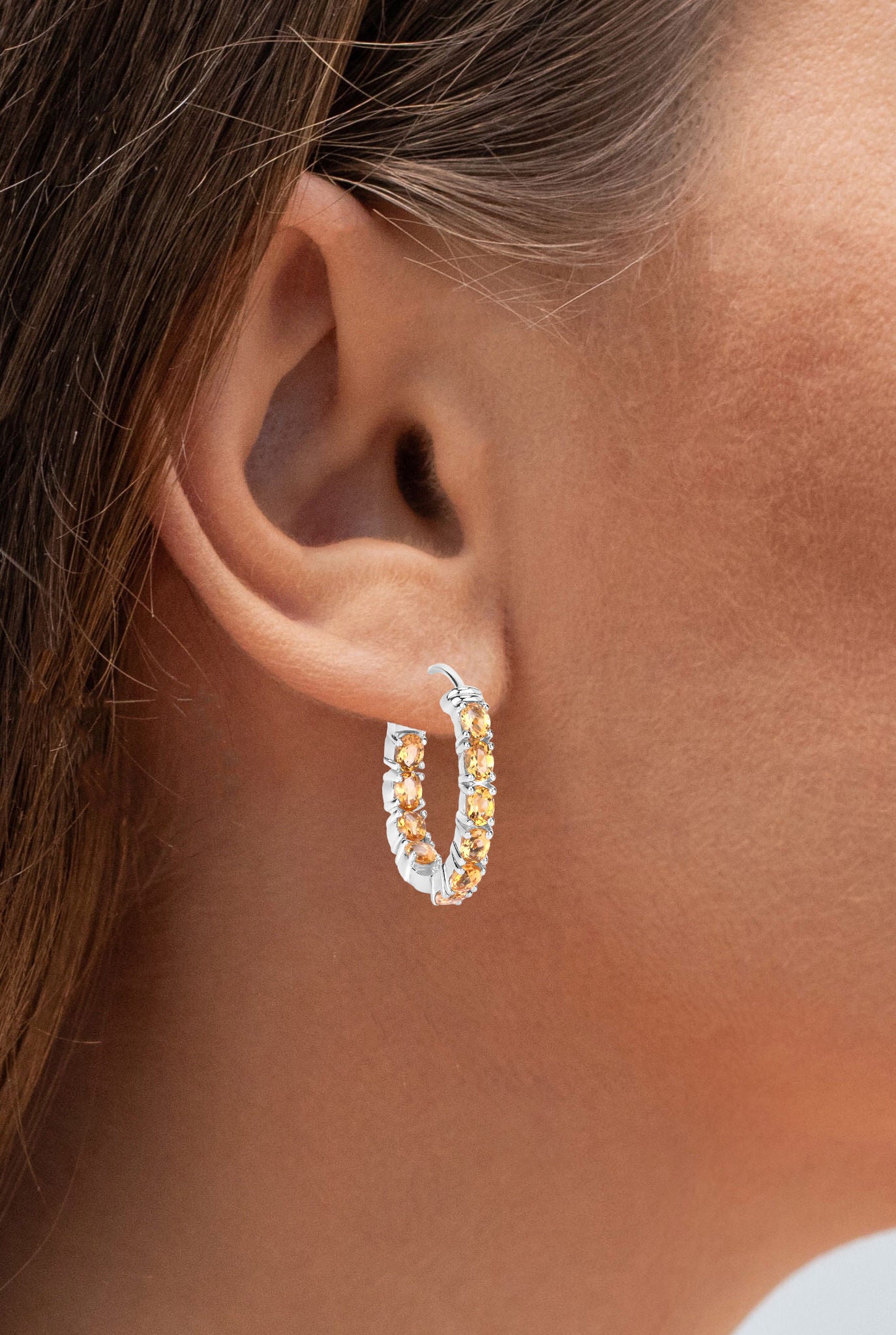 Citrine Earrings 3.18 Carats Sterling Silver