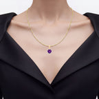 Amethyst Pendant With White Topaz 4.74 Carats Gold Plated Silver