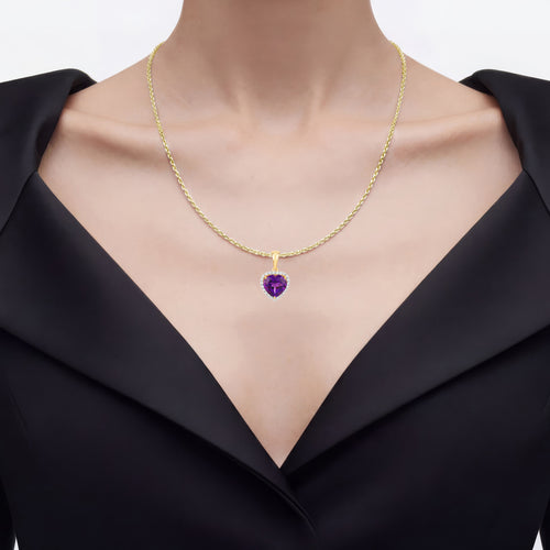 Amethyst Pendant With White Topaz 4.74 Carats Gold Plated Silver