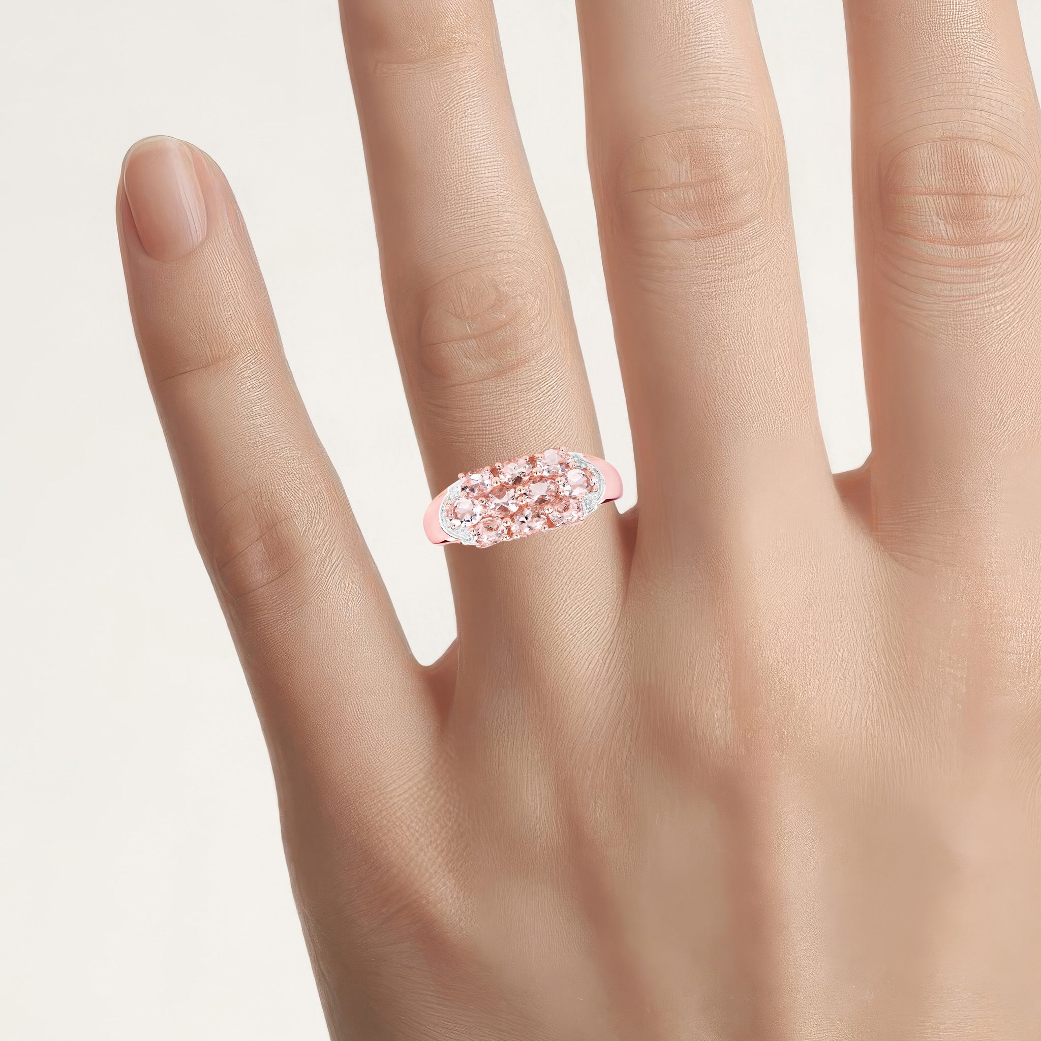 Morganite Ring 1.48 Carats Gold Plated Silver