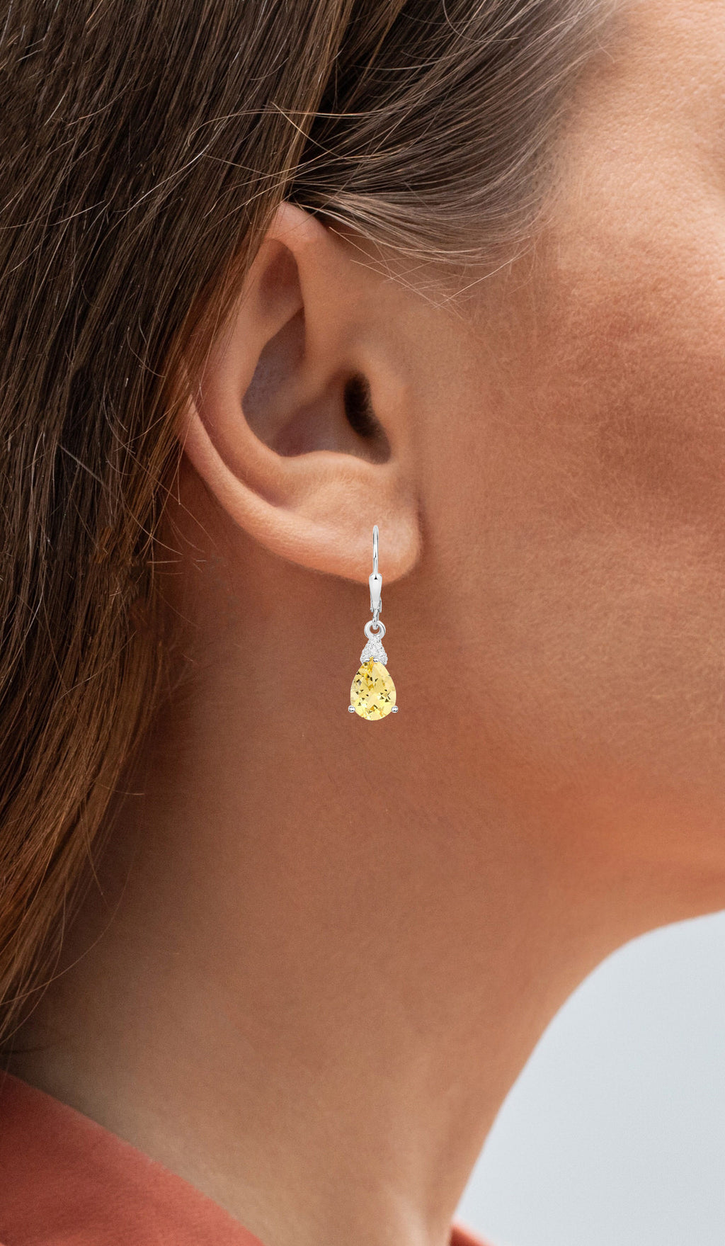 Citrine Earrings With White Zircon 2.76 Carats Sterling Silver
