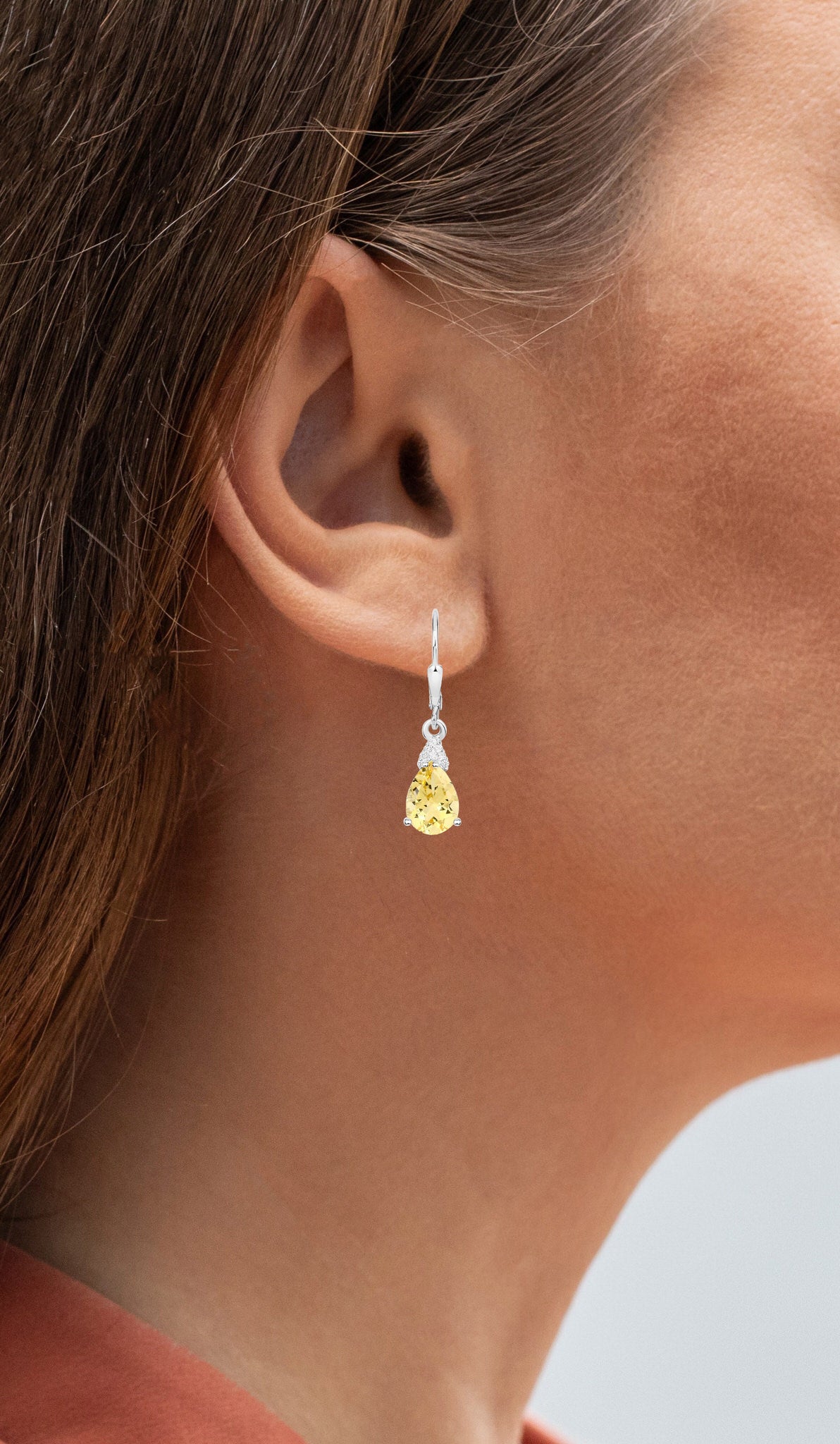 Citrine Earrings With White Zircon 2.76 Carats Sterling Silver