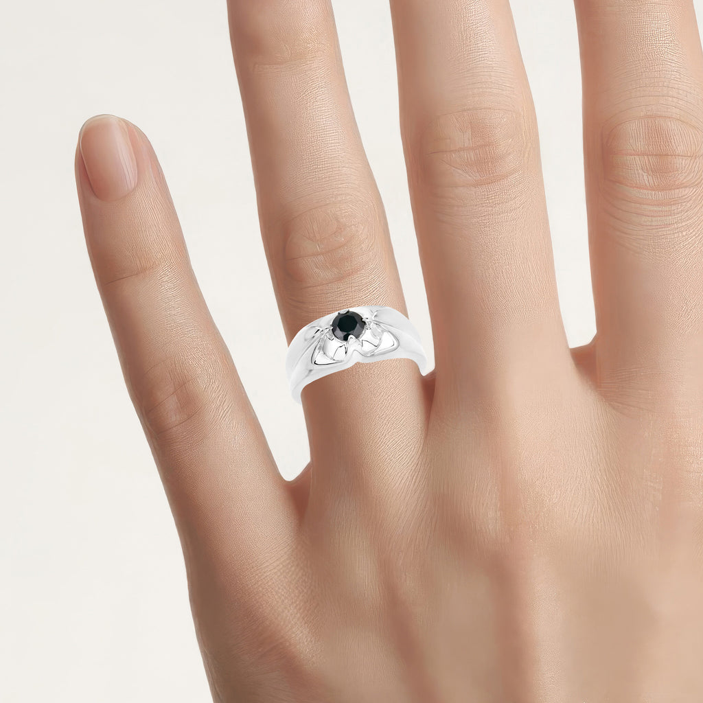 Black Diamond Ring 0.48 Carats Sterling Silver