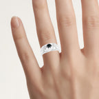 Black Diamond Ring 0.48 Carats Sterling Silver