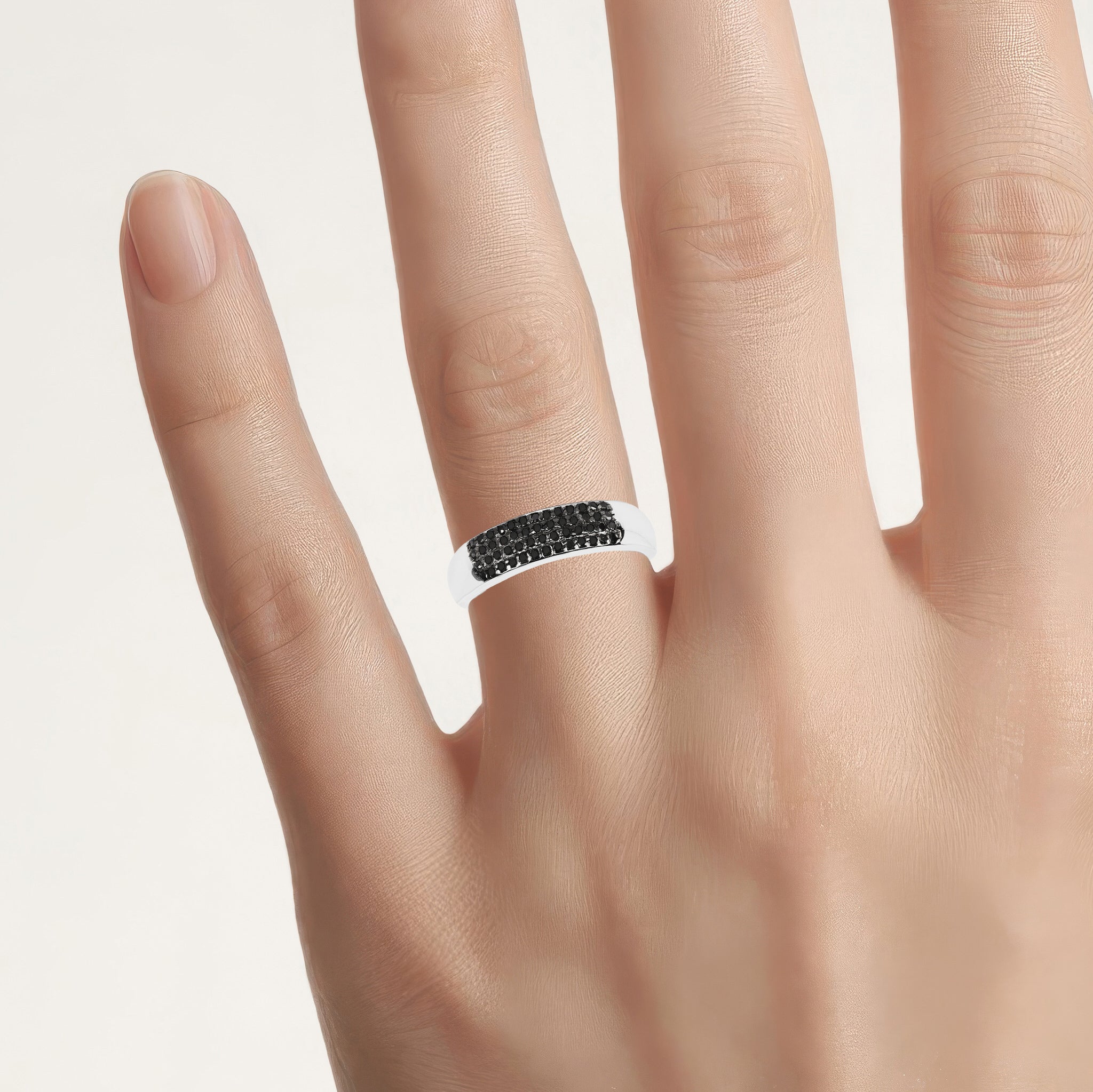 Black Diamond Ring 0.2 Carats Sterling Silver