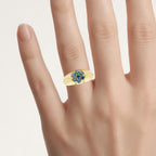 Blue Diamond Ring 0.96 Carats Gold Plated Silver
