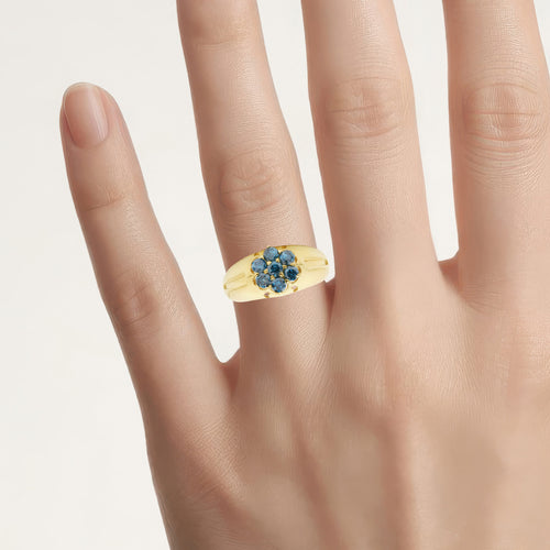 Blue Diamond Ring 0.96 Carats Gold Plated Silver