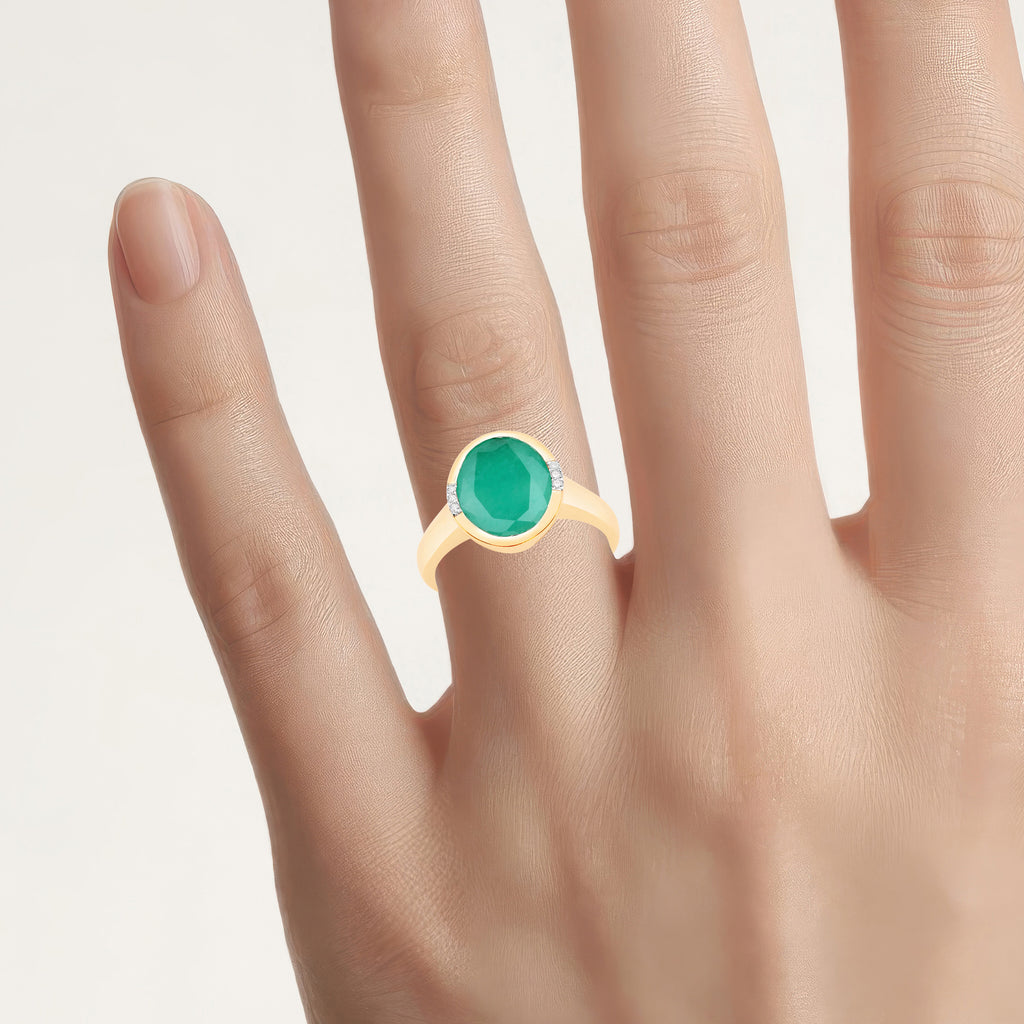 Emerald Ring With Diamonds 3.2 Carats 14K Yellow Gold