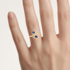 Blue Sapphire Ring With Diamonds 0.3 Carats 14K Yellow Gold