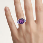 Amethyst Ring With Tanzanite 6.32 Carats Sterling Silver