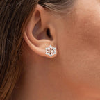Morganite Stud Earrings With Diamonds 3.3 Carats 14K Rose Gold