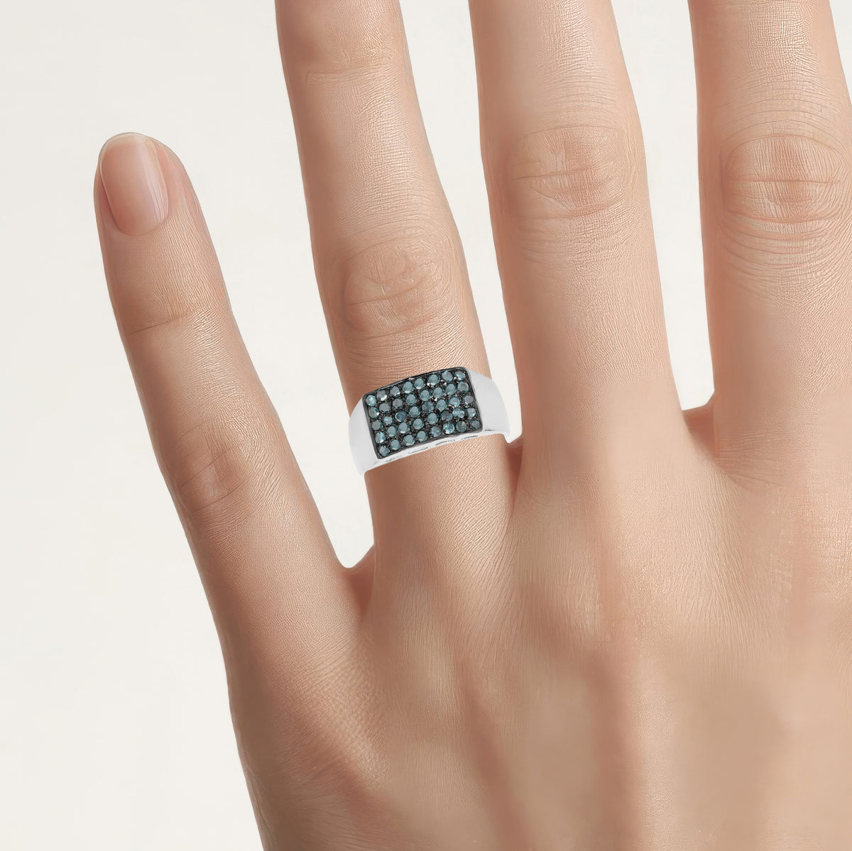 Blue Diamond Ring 0.46 Carats Sterling Silver