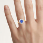 Blue Sapphire Ring With Diamonds 2.12 Carats 18K Yellow Gold