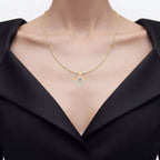 Tanzanite Mom Pendant With White Topaz 0.54 Carats Gold Plated Silver
