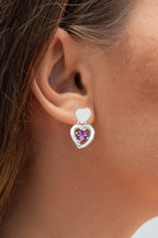 Amethyst Heart Earrings 1.44 Carats Sterling Silver