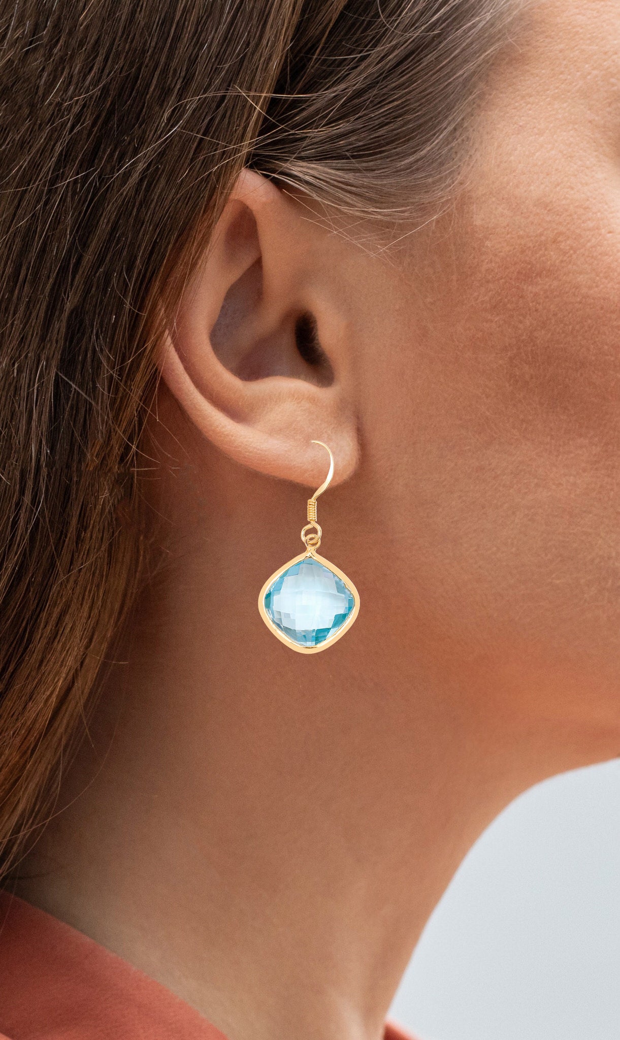 Blue Topaz Dangle Earrings 28.9 Carats Gold Plated Silver