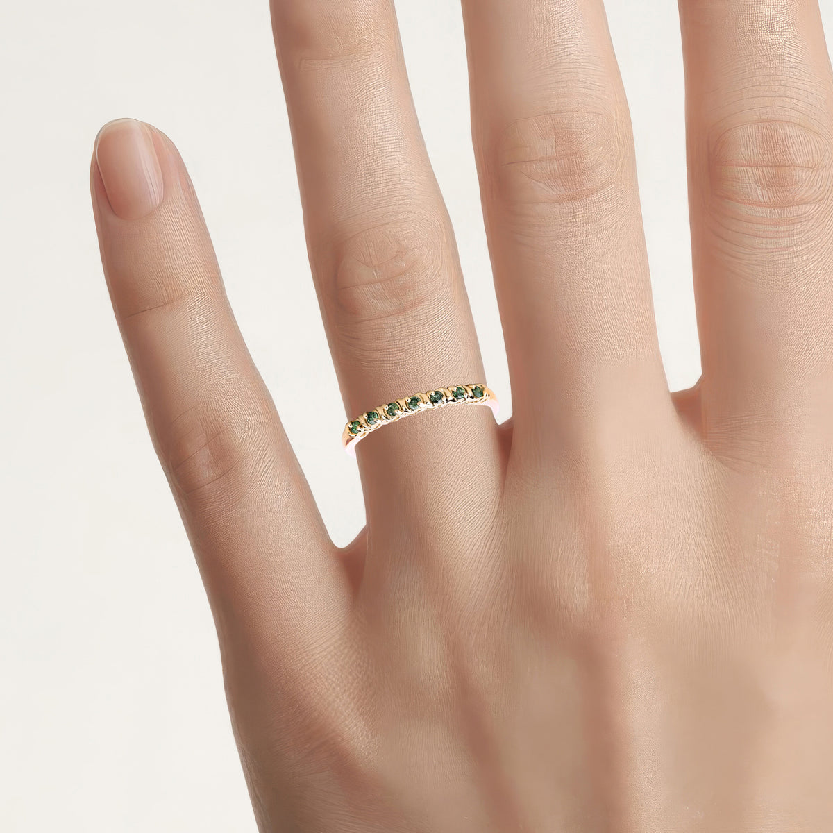 Green Diamond Ring 0.14 Carats 14K Yellow Gold