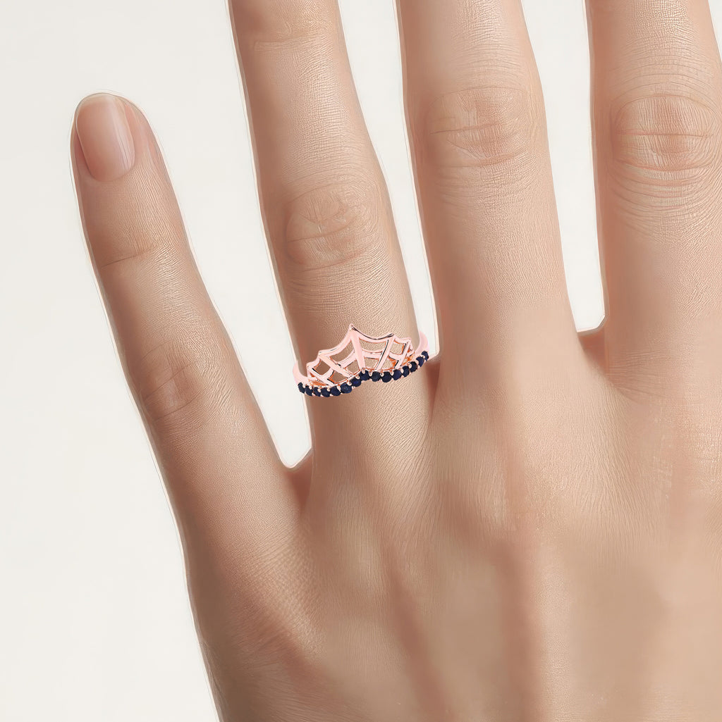 Blue Sapphire Ring 0.28 Carats Gold Plated Silver