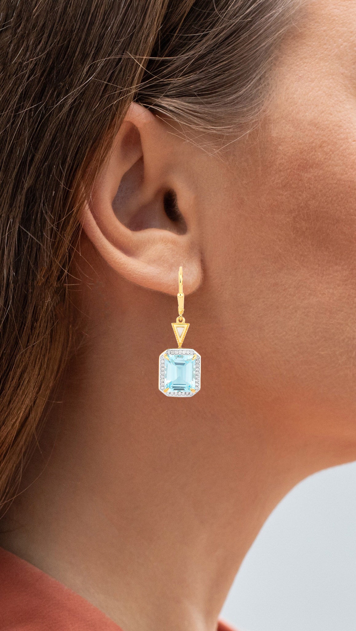 Blue Topaz Earrings With White Topaz 11 Carats Gold Plated Silver