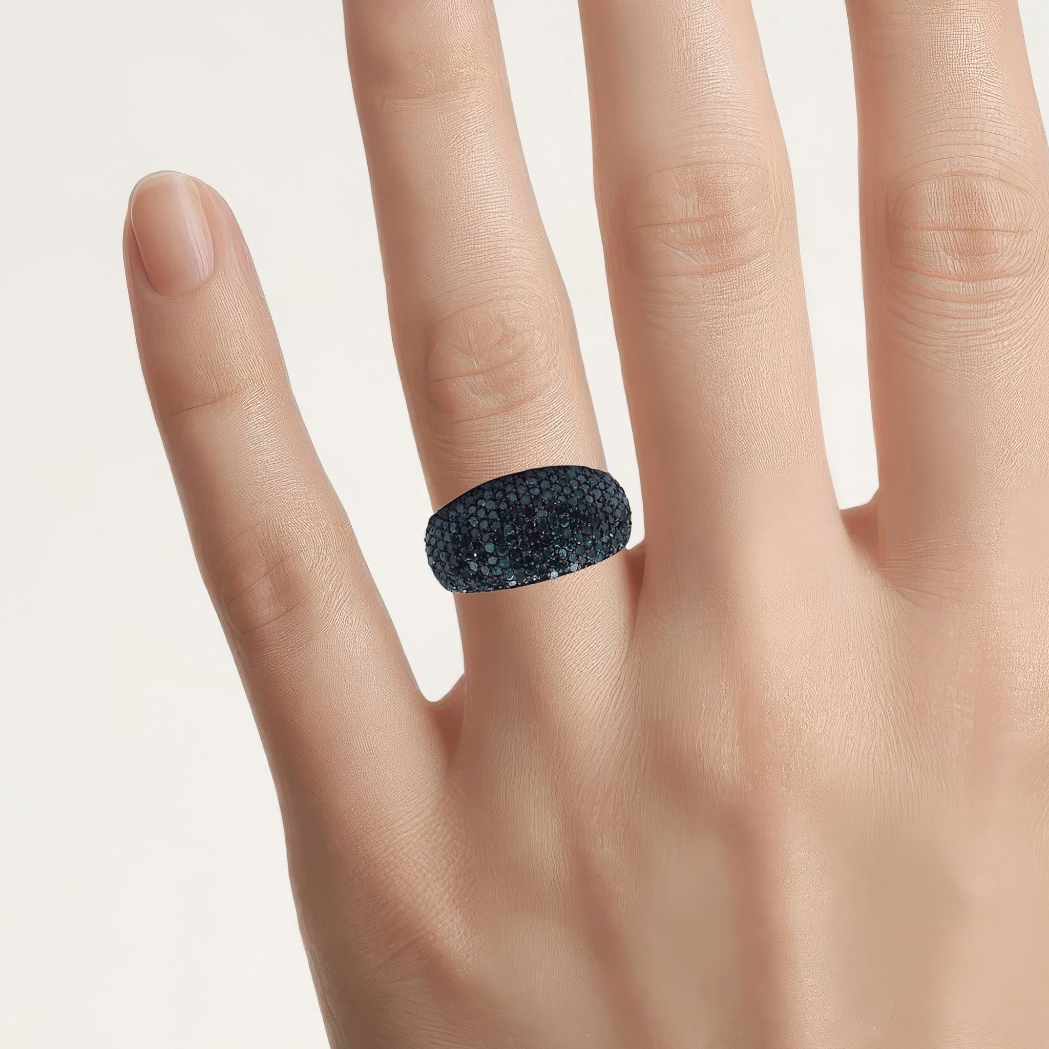 Blue Diamond Ring 0.8 Carats Sterling Silver