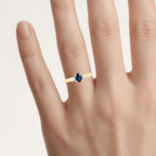 Blue Sapphire Ring With Diamonds 0.8 Carats 14K Yellow Gold