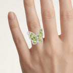 Peridot Butterfly Ring 4.5 Carats Sterling Silver