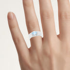 Blue Topaz Ring With White Topaz 1.04 Carats Sterling Silver