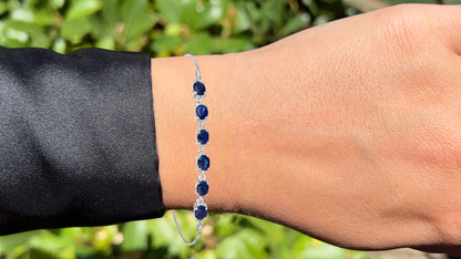 Blue Sapphire Bracelet 2.02 Carats Sterling Silver