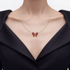 Ruby Butterfly Pendant With White Zircon 4.08 Carats Gold Plated Silver