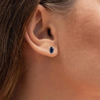 Blue Sapphire Stud Earrings 0.94 Carats 10K White Gold