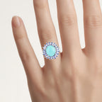 Larimar Ring With Tanzanite 6.06 Carats Sterling Silver