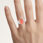 Peach Moonstone Ring 5.98 Carats Sterling Silver