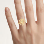 Blue Topaz Spider Web Ring 0.1 Carats Gold Plated Silver
