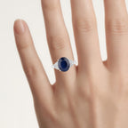 Blue Sapphire Ring With Diamonds 4.42 Carats 14K White Gold