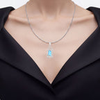 Swiss Blue Topaz Pendant With White Topaz 4.54 Carats Sterling Silver