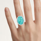 Amazonite Ring With White Topaz 15 Carats Sterling Silver