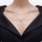 Blue Sapphire Pendant With Diamonds 0.82 Carats 14K White Gold